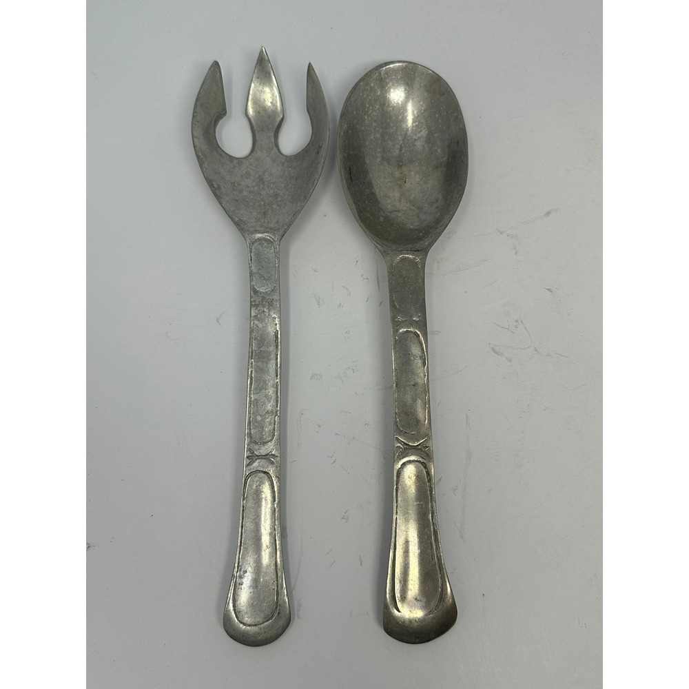 Vintage Salad Serving Spoon and Fork Set 10-11" Length Unmarked A1